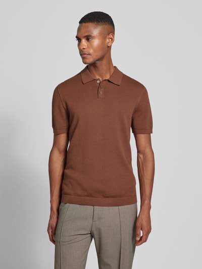 Drykorn Slim fit poloshirt met structuurmotief, model 'TRITON 10' Middenbruin - 4