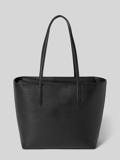 BOSS Leren shopper met labelapplicatie, model 'Alyce' Zwart - 4