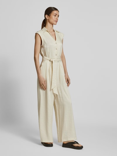 B.Young Jumpsuit met korte knoopsluiting en strikceintuur, model 'DONNI' Zand - 1