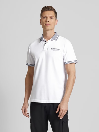 Tom Tailor Koszulka polo o kroju regular fit z nadrukiem z logo Biały 4