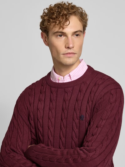 MCNEAL Slim fit gebreide pullover van puur katoen Donkerrood - 3