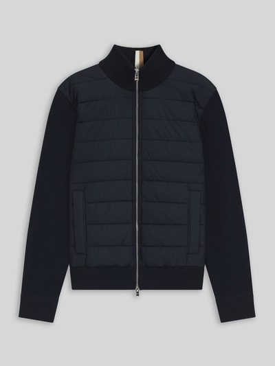 BOSS Regular fit sweatjack met doorgestikte voorkant, model 'HERNESTO' Marineblauw - 2