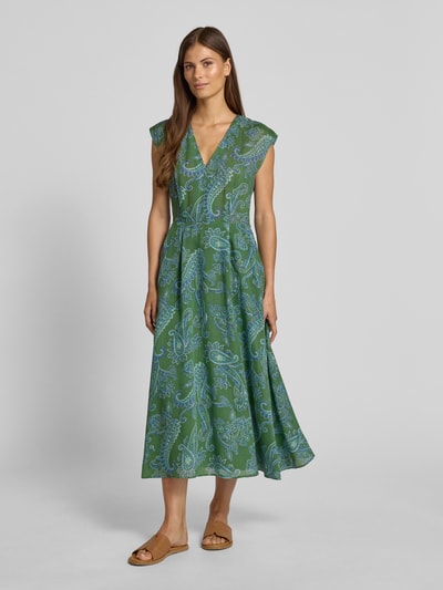 Mango Midikleid aus Viskose mit V-Ausschnitt Modell 'MAMBA' Grass 4