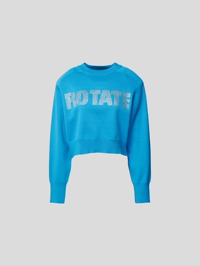 ROTATE Cropped Sweatshirt mit Zierperlenbesatz Blau 2