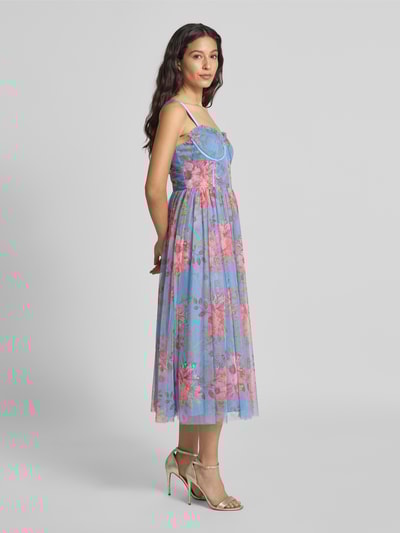 LACE & BEADS Knielanges Cocktailkleid mit Reißverschluss Bleu 1