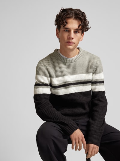 Jack & Jones Strickpullover mit Rundhalsausschnitt Modell 'SANDER' Hellgrau Melange 3