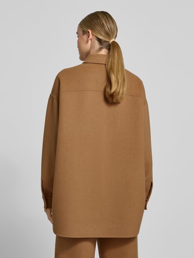 Style Icon Collection Oversized overhemdblouse met opgestikte borstzakken van wolmix - curated by Maja Weyhe Camel - 5