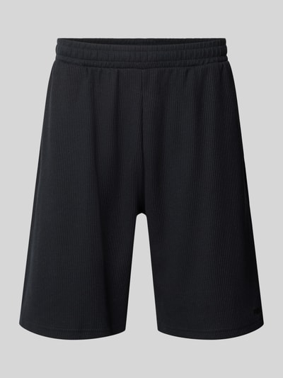 Produktfoto, Straight Fit Shorts mit Strukturmuster von REVIEW in Schwarz, aus Reine Baumwolle, Elastischer Bund, Bundweite 43 cm, Innenbeinlänge 23 cm