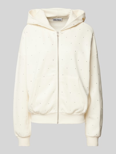 Review Sweatjacke mit Label-Print Offwhite 1