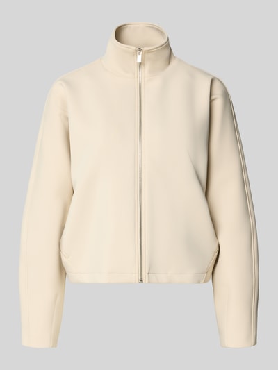 Produktfoto, Jacke mit Stehkragen Modell 'Ulara' van Someday in crèmekleur, gladde textuur, losse fit met stretch, rits en zijzakken.