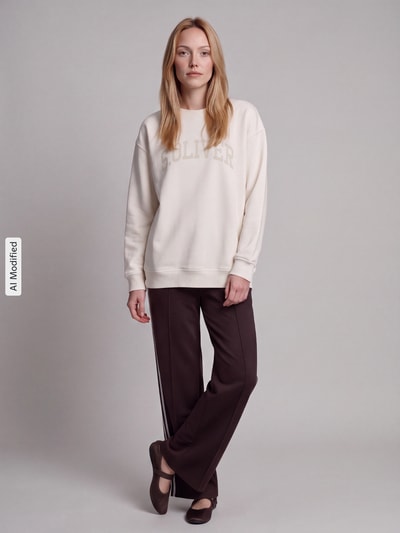 s.Oliver RED LABEL Relaxed Fit Sweatshirt aus Baumwoll-Mix - s.Oliver x Heidi Klum Ecru 1