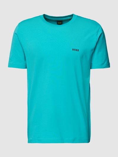 BOSS Green T-shirt met labelprint Lichtturquoise - 2