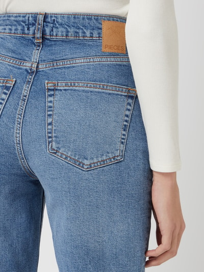 Pieces Jeansy z wysokim stanem o kroju wide fit z dodatkiem streczu model ‘Holly’ Niebieski melanż 3