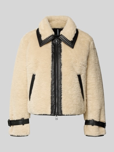 Marc Cain Regular Fit Jacke mit Kunstfellbesatz Ecru 2