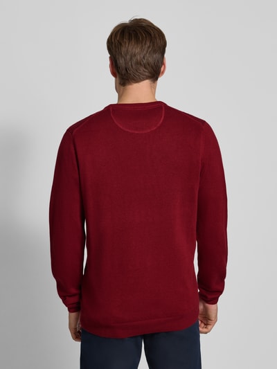 Christian Berg Men Gebreide pullover met ribboorden Donkerrood - 5
