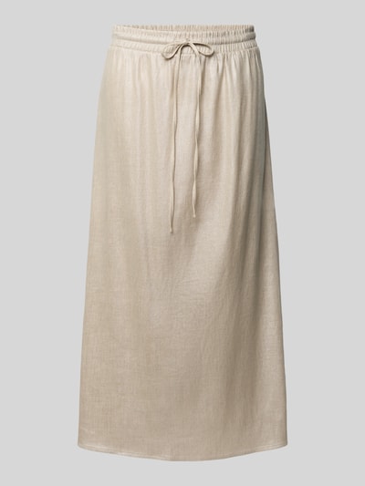 Someday Spódnica midi z mieszanki lnu z elastycznym pasem model ‘Oflow’ Piaskowy 2
