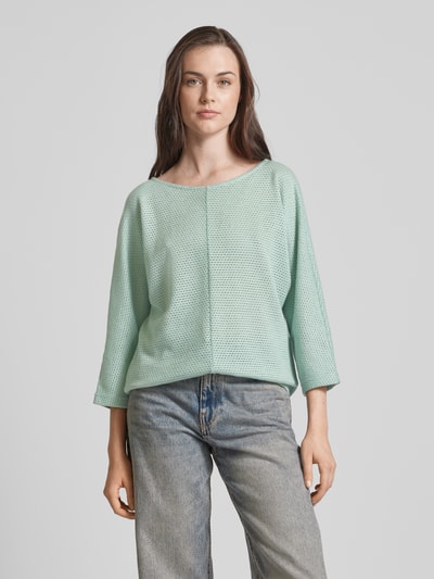 OPUS Sweatshirt met ajourpatroon, model 'Semilia' Mintgroen - 4