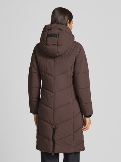 khujo Gewatteerde lange jas met capuchon, model 'ARIBAY' Donkerbruin - 5
