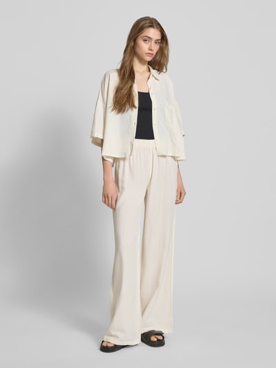 Review Wide Leg Stoffhose mit elastischem Bund Offwhite 1