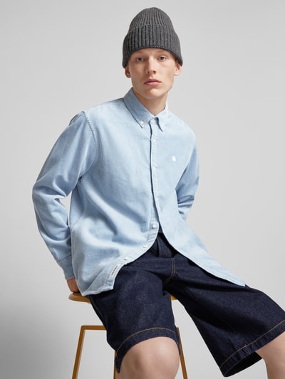 Carhartt Work In Progress Regular Fit Freizeithemd mit Button-Down-Kragen Modell 'MADISON' Hellblau 3