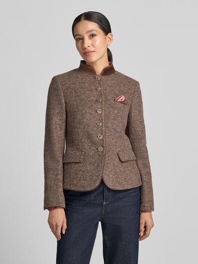 White Label Slim Fit Blazer aus Lanawoll-Mix Dunkelbraun 4
