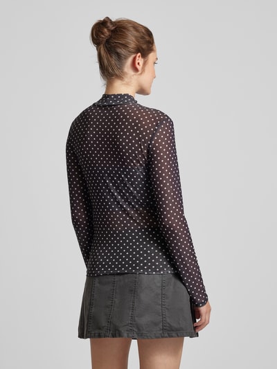 EDITED Shirt met lange mouwen en opstaande kraag, model 'Flore' Zwart - 5