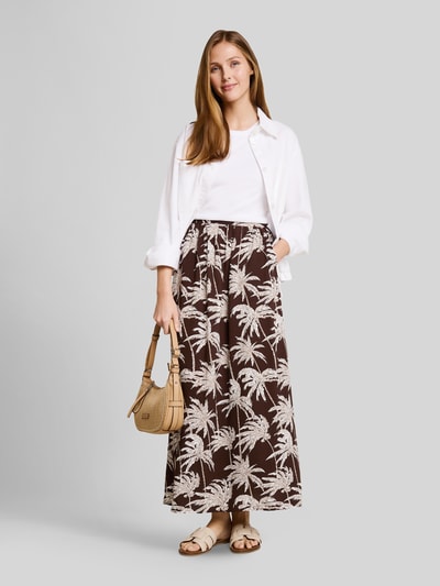 Tom Tailor Denim regular fit maxi-rok van pure viscose Chocoladebruin gemêleerd - 1