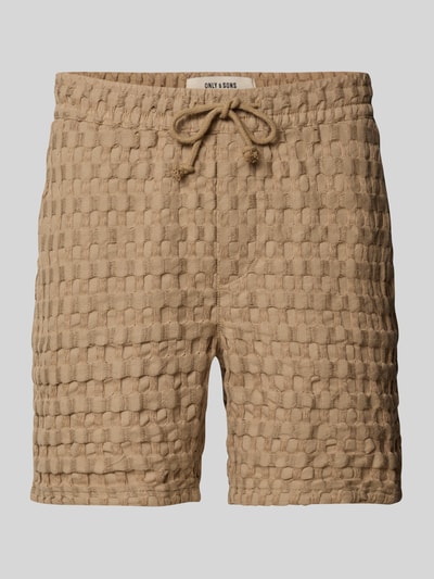 Only & Sons Regular Fit Sweatshorts mit Strukturmuster Modell 'TEL BRADDOCK' Beige 2