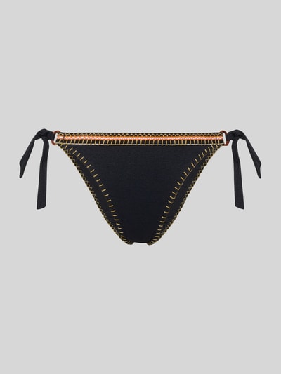 Produktfoto, Bikini-Slip mit Schnürung Modell 'SIMA SANTANY' von Banana Moon, czarny, złote przeszycia, materiał ze stretchem, dopasowany fason