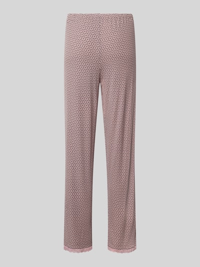 Produktfoto, Relaxed Fit Pyjama-Hose aus Viskose-Mix von Christian Berg Woman mit Zierschleife, elastischem Bund und Spitzenbesatz, rosa gemustert