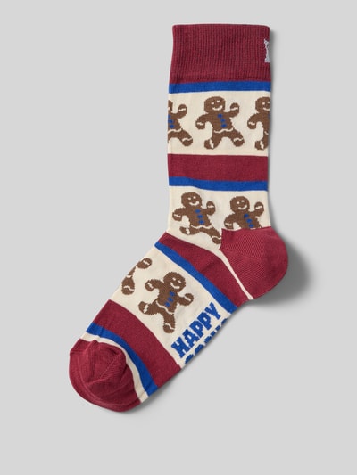 Happy Socks Sokken met een all-over look model 'Gingerbread Stripe' Bordeaux - 1