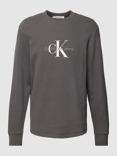 Calvin Klein Jeans Longsleeve in Waffelstruktur Modell 'ARCHIVAL' Anthrazit 2