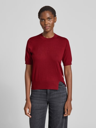 Liu Jo White Strickshirt mit Rundhalsausschnitt Dunkelrot 4