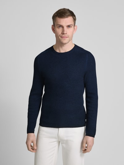 Marc O'Polo Regular Fit Pullover aus strukturiertem Baumwoll-Mix Marine 4