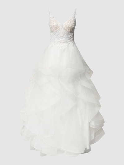 Luxuar Suknia ślubna z detalami z koronki Złamany biały 2