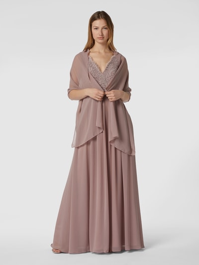 Mascara Abendkleid mit Spitzenbesatz Mauve 1