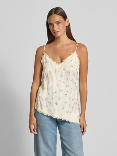 Jake*s Casual Blousetop van viscose met kant Offwhite - 4
