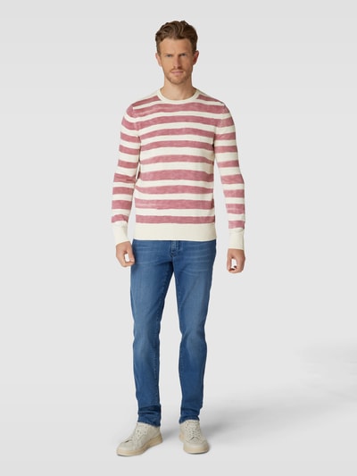 Tom Tailor Strickpullover mit Streifenmuster Modell 'printed stripe knitter' Rose 1