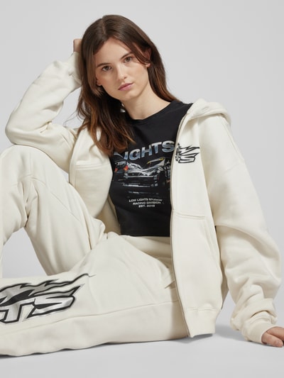 Low Lights Studios Sweatjacke mit Label-Print Modell 'LIGHTNING' Ecru 3