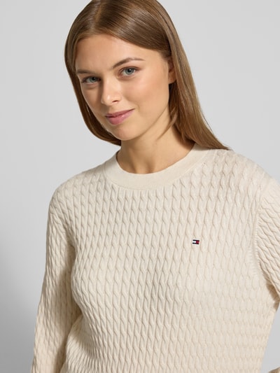 Tommy Hilfiger Regular fit pullover met kabelpatroon Ecru - 3