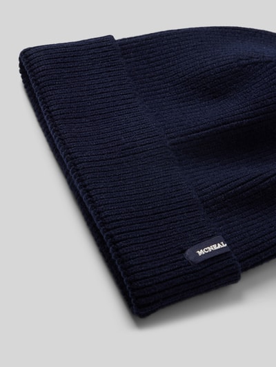 MCNEAL Gebreide muts van viscosemix met labeldetail Marineblauw - 2