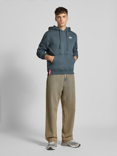 Alpha Industries Hoodie met logo en kangoeroezak Lichtblauw - 1