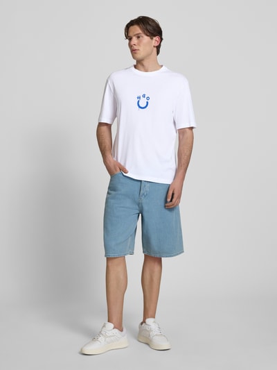 HUGO Blue Regular Fit T-Shirt aus reiner Baumwolle Modell 'NORIZOM' Weiss 1