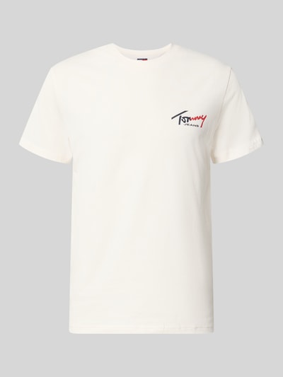 Tommy Jeans T-shirt o kroju slim fit z czystej bawełny Biały 1