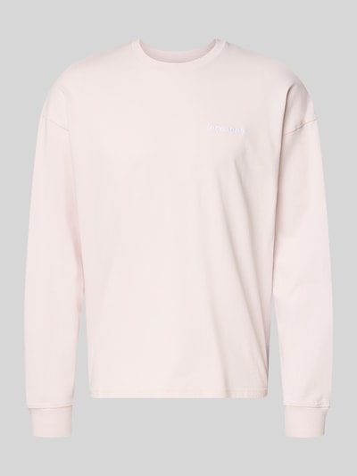 Produktfoto, Oversized Sweatshirt mit Logo-Stitching Modell 'Rusk' von Pegador in hellem Rosa, Reine Baumwolle, Oversized-Fit, Rückenlänge 61 cm bei Größe M