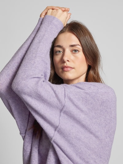 American Vintage Gebreide pullover met ribboorden, model 'DAMSVILLE' Lila gemêleerd - 3