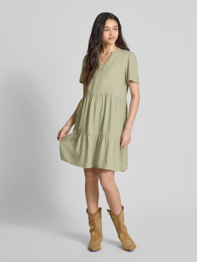Only Comfort Fit Freizeitkleid aus Viskose-Leinen-Mix Modell 'TIRI-CARO' Oliv 1