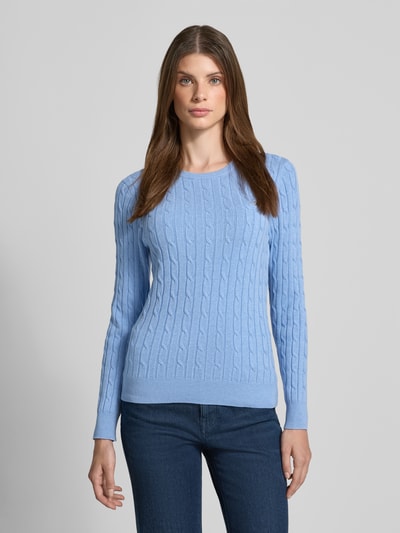 Gant Pullover mit Zopfmuster und Logo-Stitching Hellblau 4