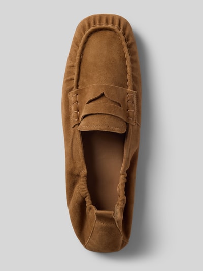 Produktfoto, loafersy Loafer aus echtem Leder mit glatter Sohle von Copenhagen w kolorze brązowym, materiał skóropodobny, podeszwa gładka, wysokość obcasa: 1 cm, wysokość cholewki: 7 cm, szerokość w rozmiarze 40: 16 cm