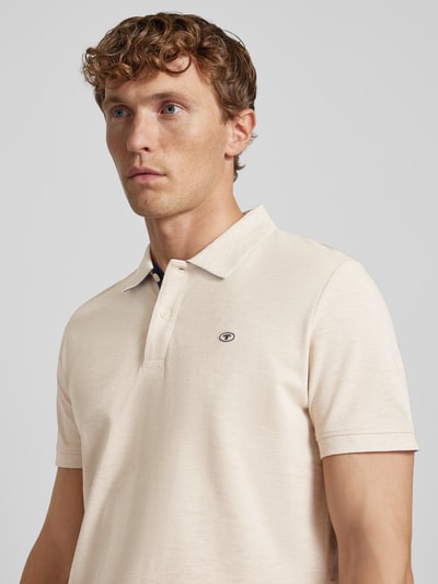 Tom Tailor Koszulka polo o kroju regular fit z wyhaftowanym logo Écru 3